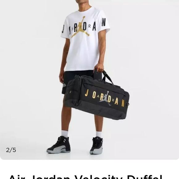 Jordan Small Velocity Duffel Bag- Black/Gold - Picture 5 of 10